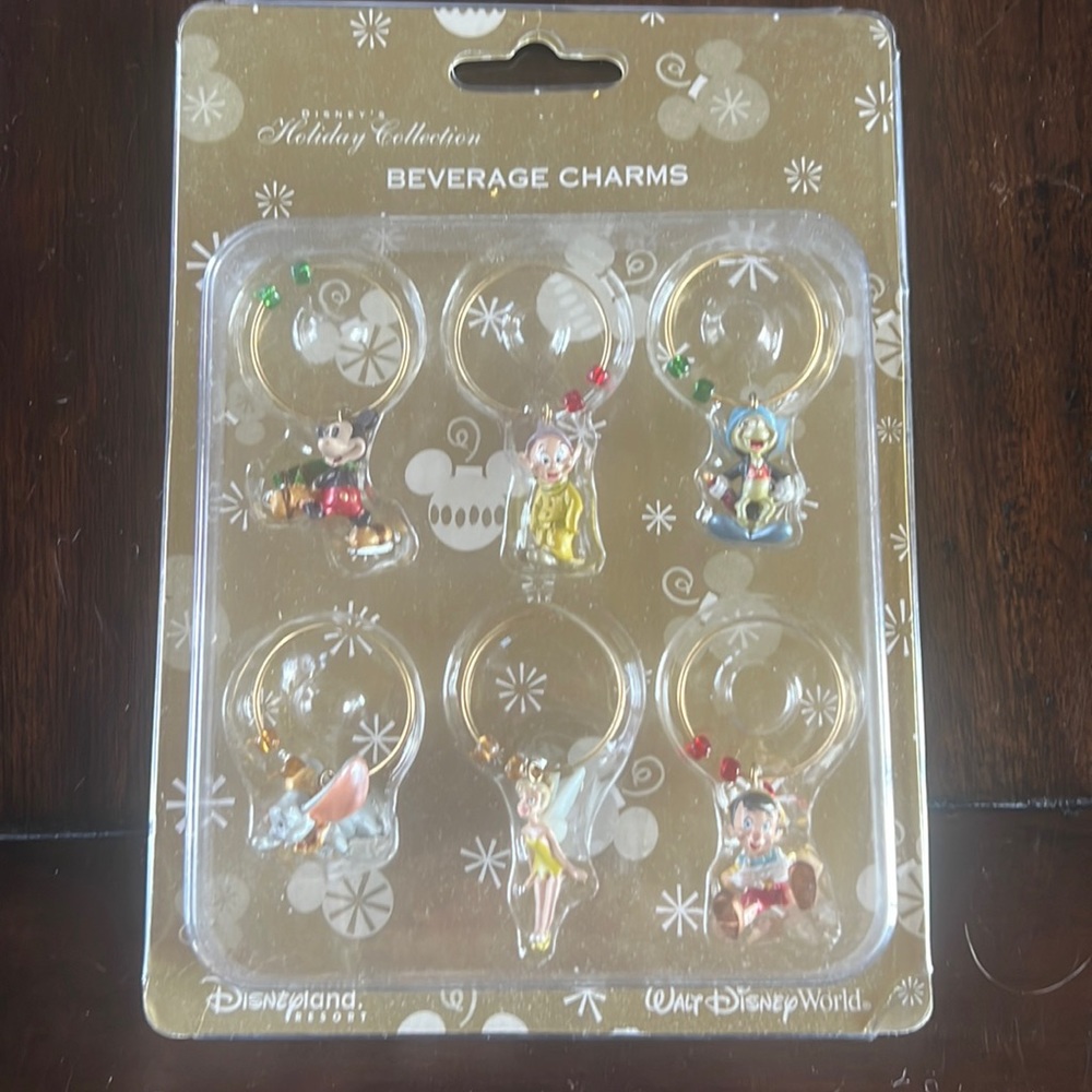 NIB Vintage Disney Beverage Charms (6)-Holiday Collection